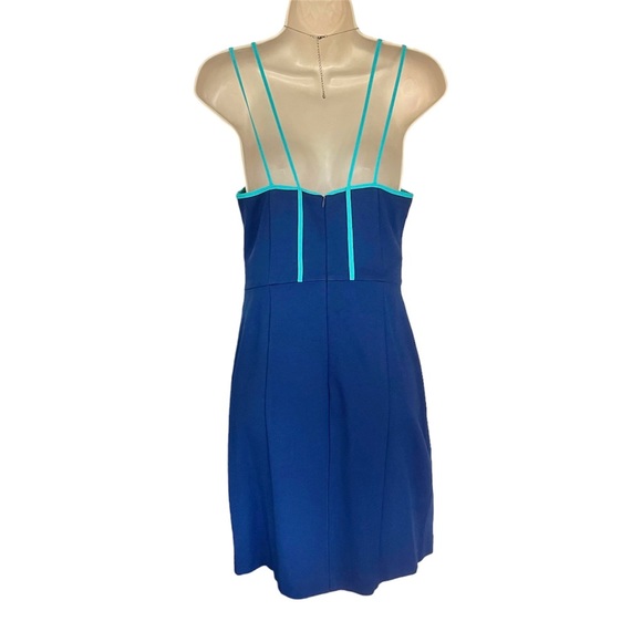 Trina Turk Blue Yvette Sleeveless Silk Trim Dress Size 6 $258 - Picture 4 of 8